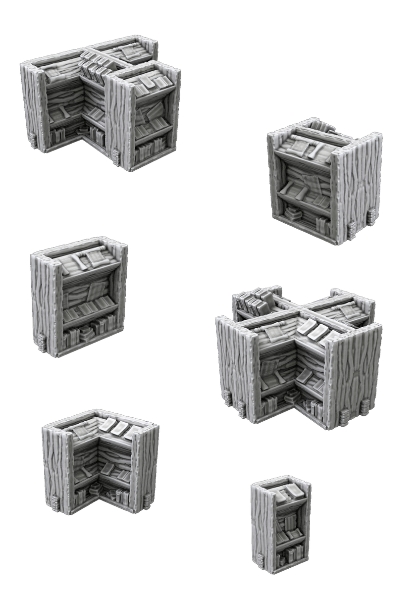 Fantasy Library Bookcases 3D Printable Hayland Terrain