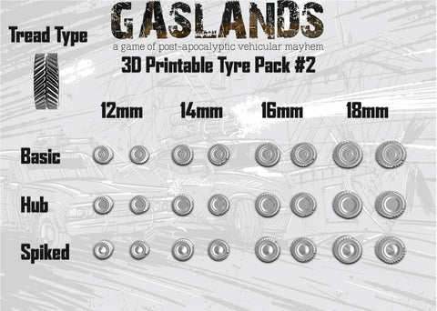 Gaslands Tyre Pack #2 - 3D Printable