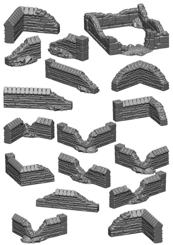 Churchyard Walls - Destroyed - 3D Printable