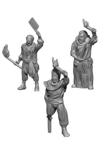 Rioting Villagers (3 minis) - 3D Printable