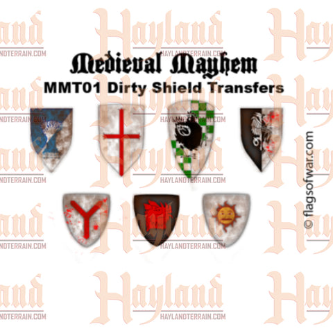 Medieval Mayhem Shield Transfers - Dirty