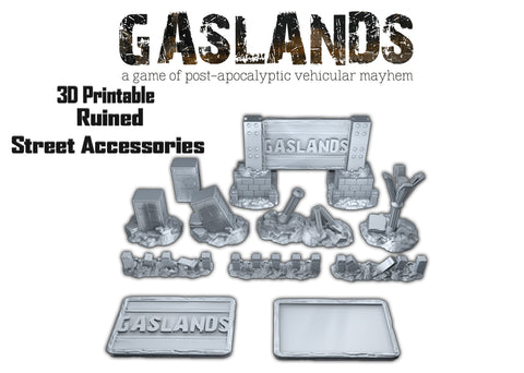 Gaslands Street Ruins Accessories Pack - 3D Printable