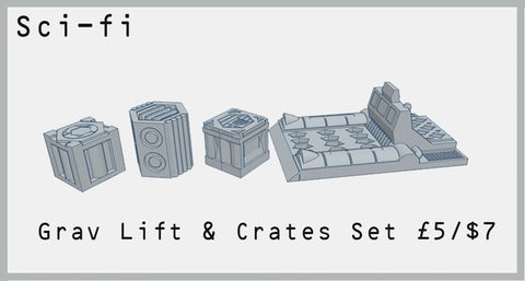 Sci-fi Grav Lift & Crates Set